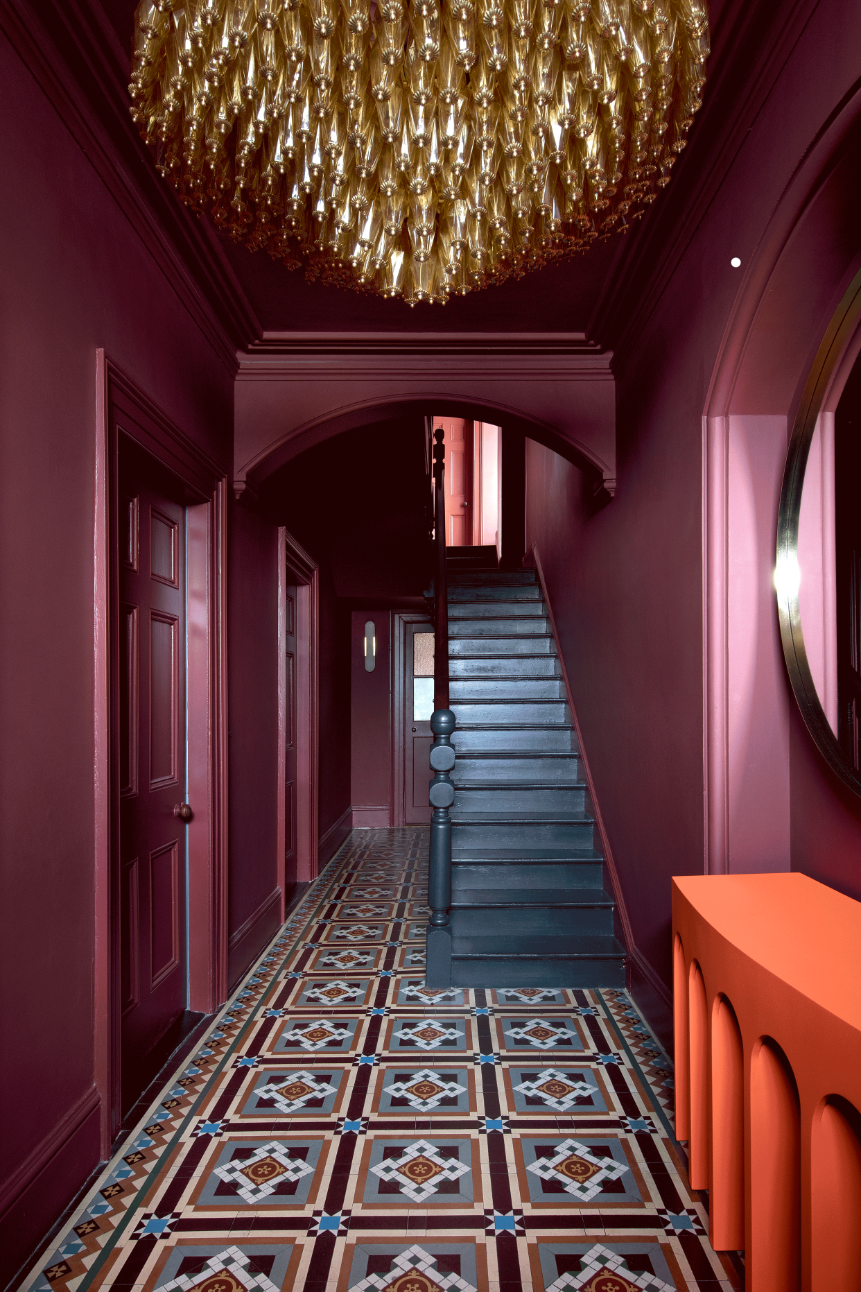  Berry pink entryway. 