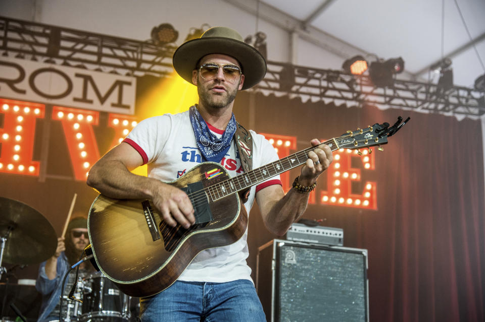 FILE - In this Friday, July 21, 2017 file photo, country singer Drake White performs at the Faster Horses Music Festival in the Brooklyn Trails Campground at Michigan International Speedway in Brooklyn, Mich. White revealed he has a brain condition called arteriovenous malfunction after nearly collapsing on stage. (Photo by Amy Harris/Invision/AP, File)