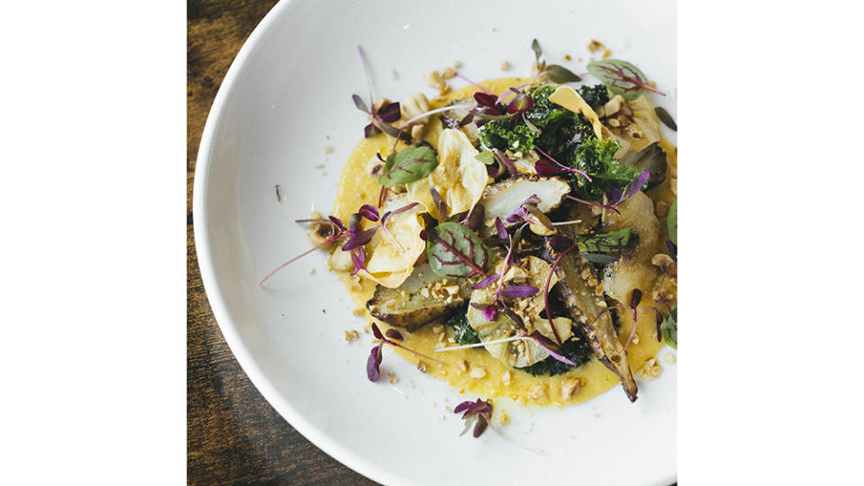 Roasted Jerusalem artichoke and kale salad at the vineyard’s Eighteen Acre café