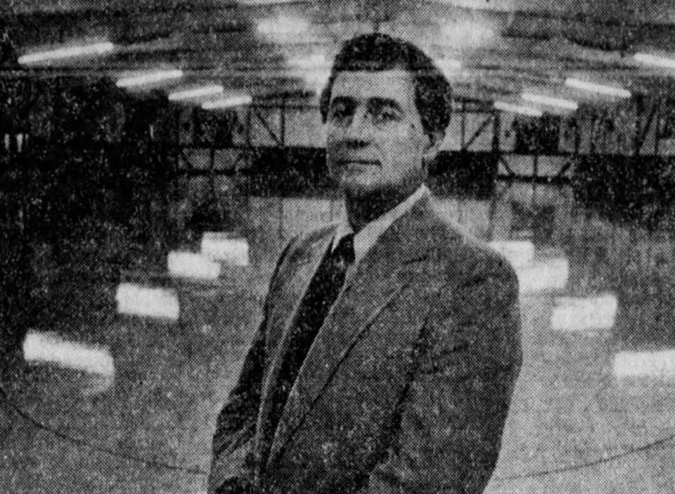 Charles Wahlig in 1979 at one of the roller skating rinks he owned.