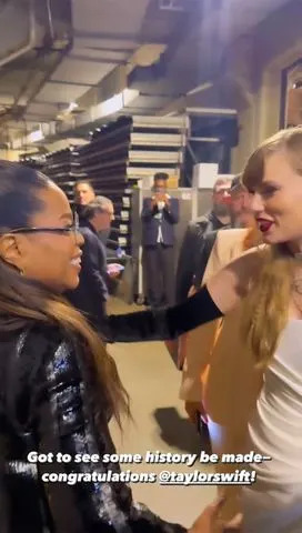 <p>Oprah Winfrey/Instagram</p> Oprah Winfrey and Taylor Swift backstage at the 66th GRAMMY Awards at Crypto.com Arena on February 04, 2024 in Los Angeles, California