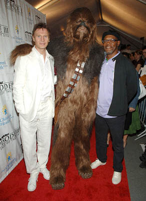 Liam Neeson , Chewbacca and Samuel L. Jackson at the NY premiere of 20th Century Fox's Star Wars: Episode III