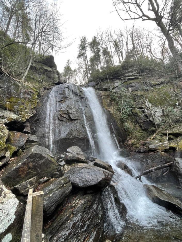 South Mountains State Park boasts 40 miles of trails, overlooks and waterfalls, including the 80 foot High Shoals Falls.