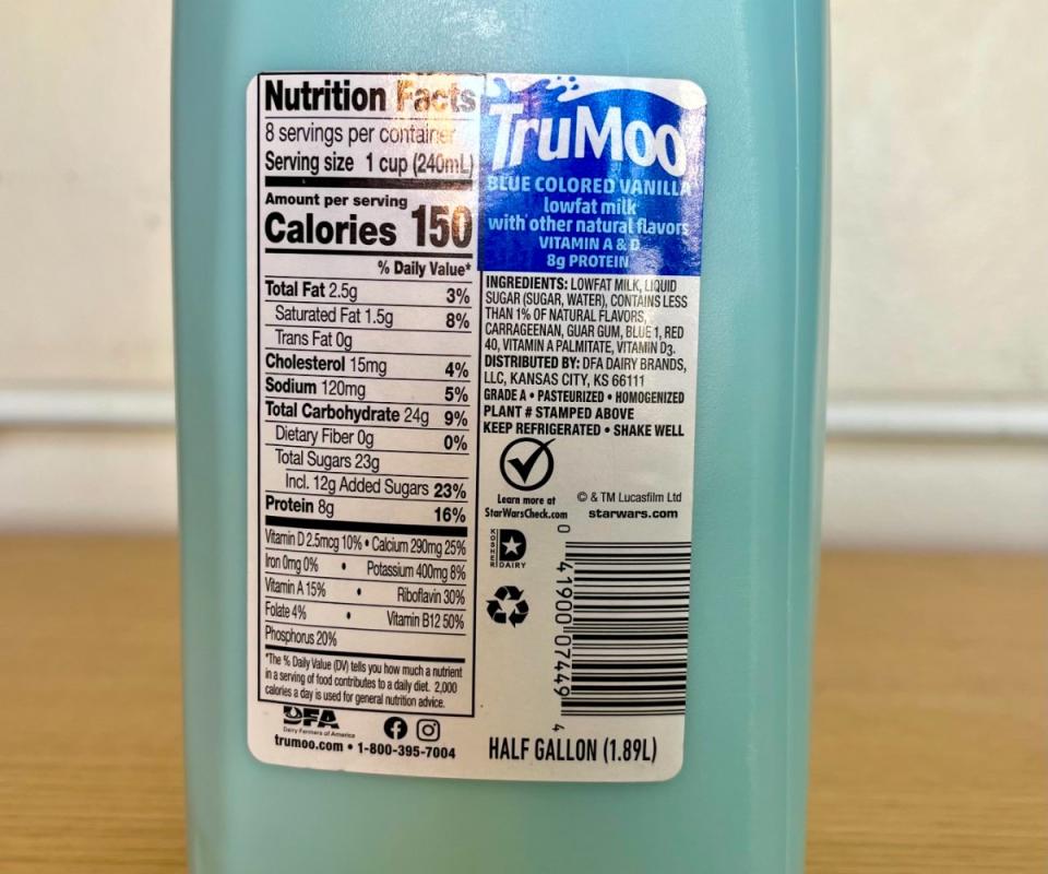 Star Wars TruMoo Blue Milk nutrition facts two (1)