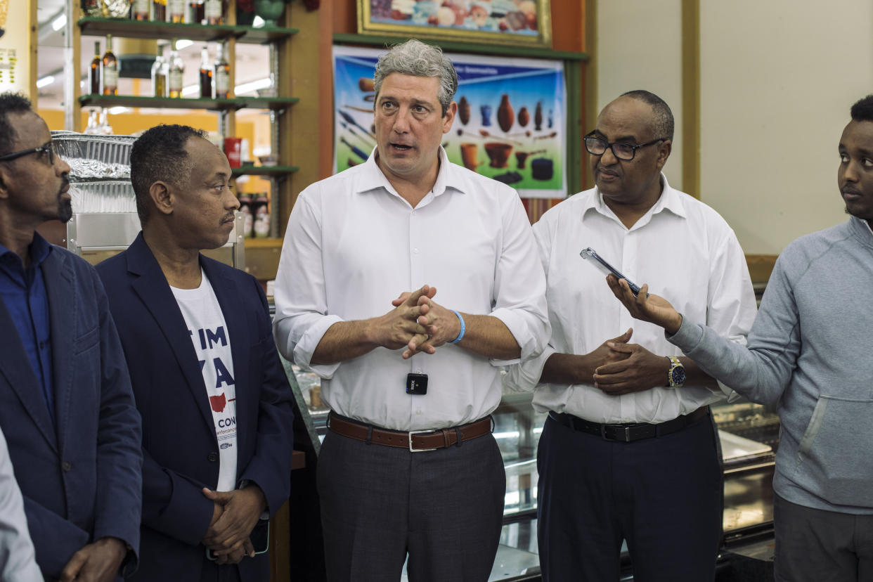 Ohio Senate candidate Tim Ryan greets Somali community members
