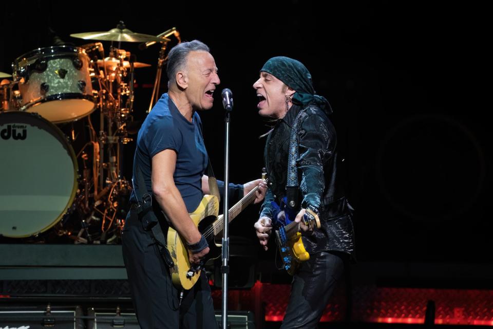 Bruce Springsteen and Steven Van Zandt perform Feb. 16 at the Moody Center in Austin, Texas.