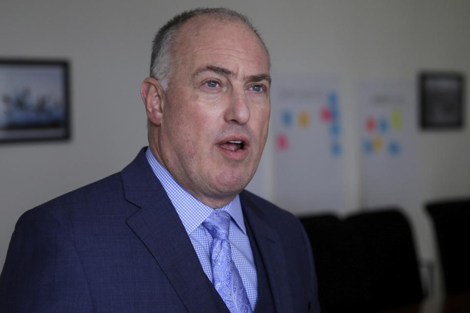 Steve Greenberg, an attorney for R Kelly, speaks during an Associated Press interview Friday, Jan. 11, 2019, in Chicago. Greenberg said that the R&B star denies all the allegations of sexual misconduct made by women in a recent television special and others, saying that he never knowingly had sex with a minor, sexually abused any woman or held anyone against their will. (AP Photo/Kiichiro Sato)