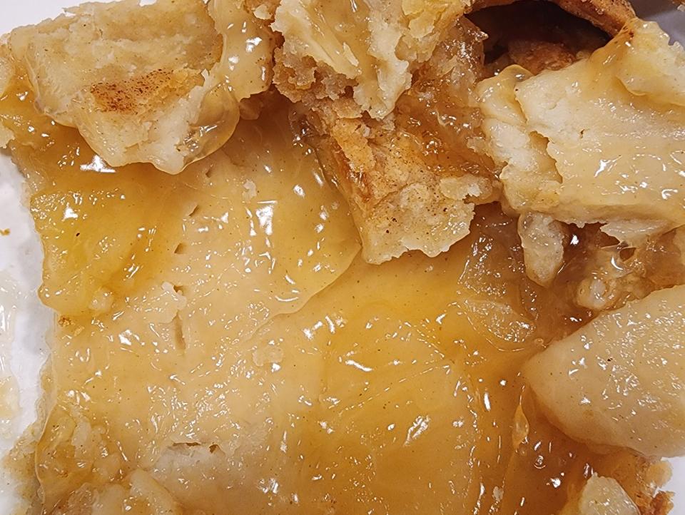 Close up of a piece of apple pie