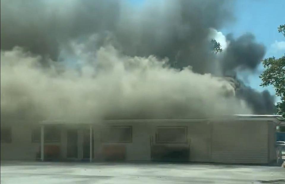 Alumni Grill along La. 1 in Thibodaux was ablaze this afternoon.