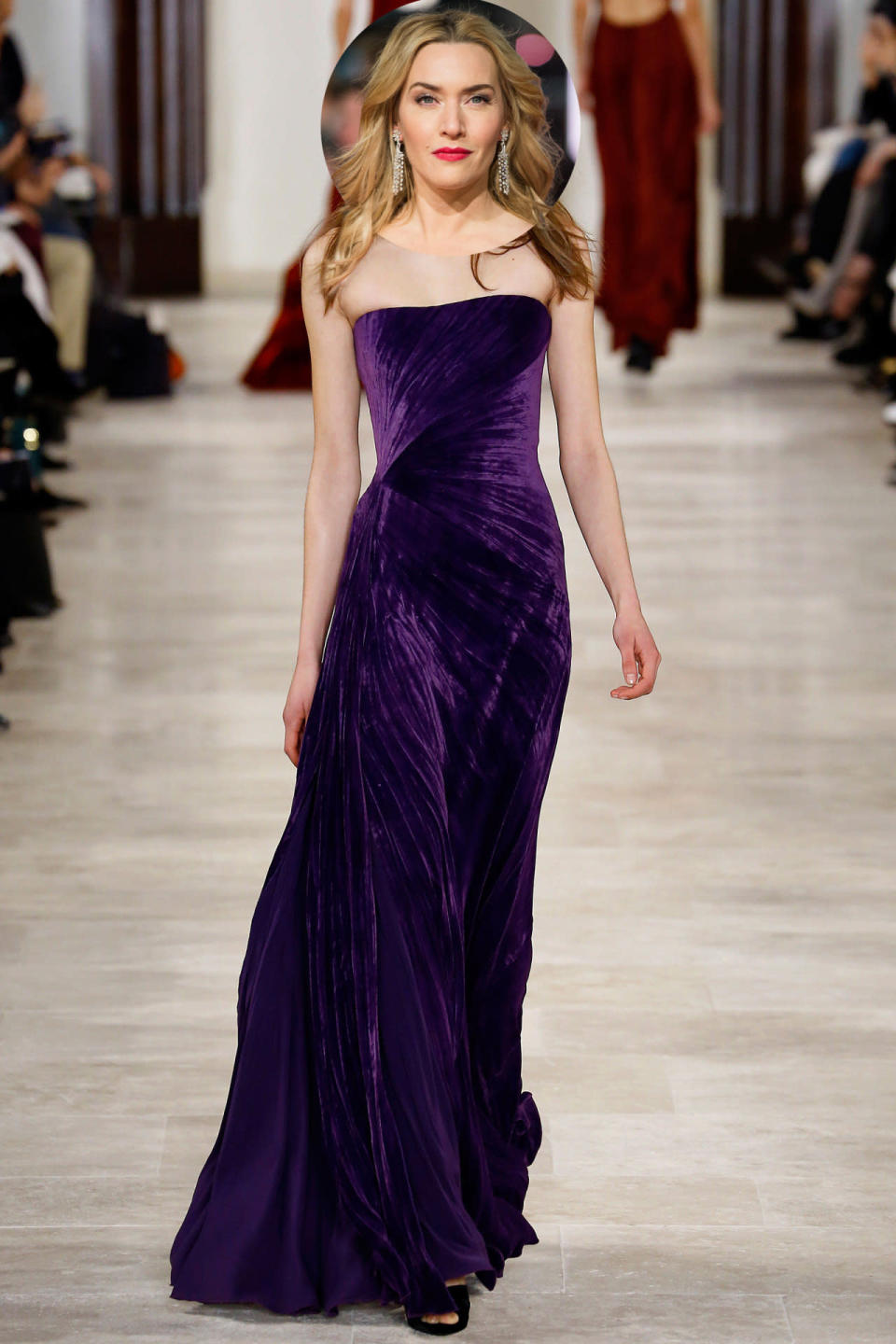 <p>Ms. Winslet loves her jewel tones — and this strapless purple gown from Ralph Lauren’s fall 2016 collection practically <i>screams</i> Oscars.</p>