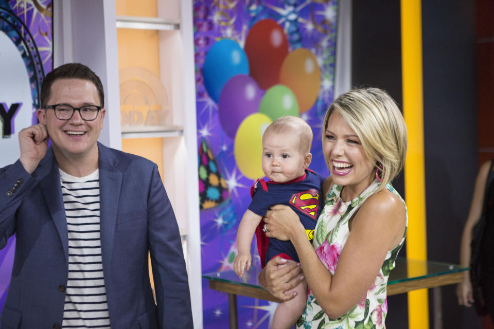 Dylan Dreyer (R) pictured with her son son Calvin and husband Brian Fichera in 2017.  (Photo: Tyler Essary/NBCU Photo Bank/NBCUniversal via Getty Images via Getty Images)