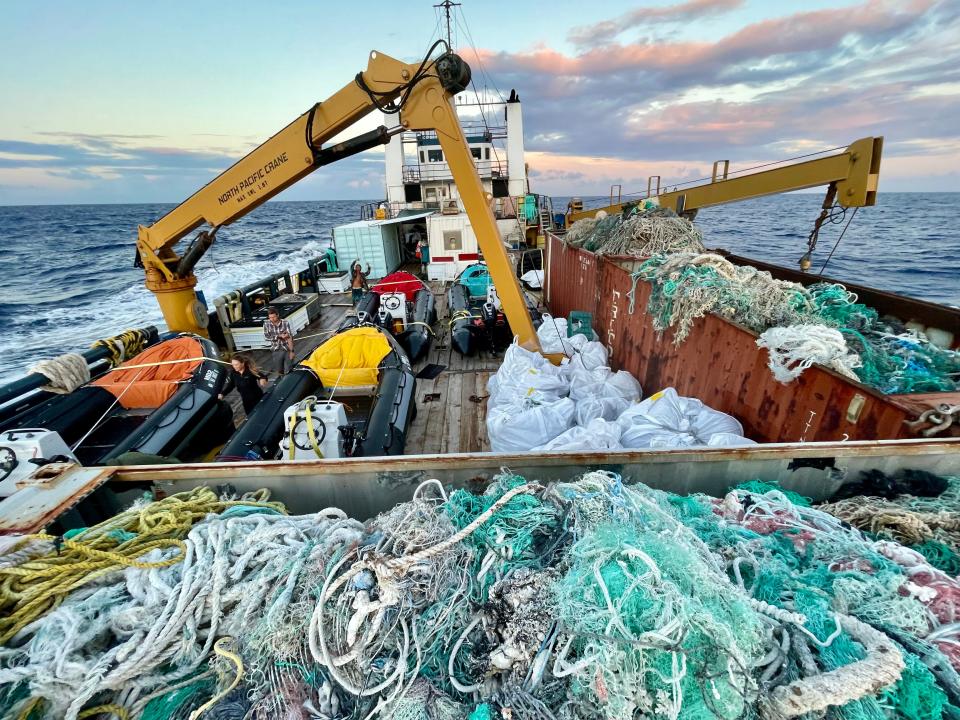 About 97,000 pounds of marine debris, primarily derelict fishing gear, are removed from the Papahānaumokuākea Marine National Monument.