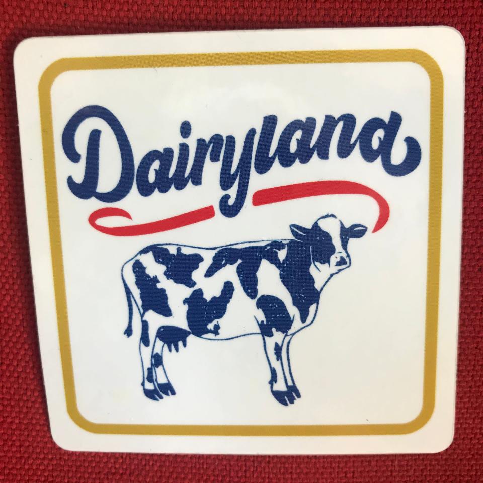 A sticker from Dairyland Old-Fashioned Hamburgers, a new restaurant operated by three chefs with backgrounds in fine dining.