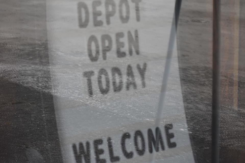 A depot open sign is hidden behind the front glass doors of the facility, but if things go as planned the Big Four Depot will be open sometime this year.