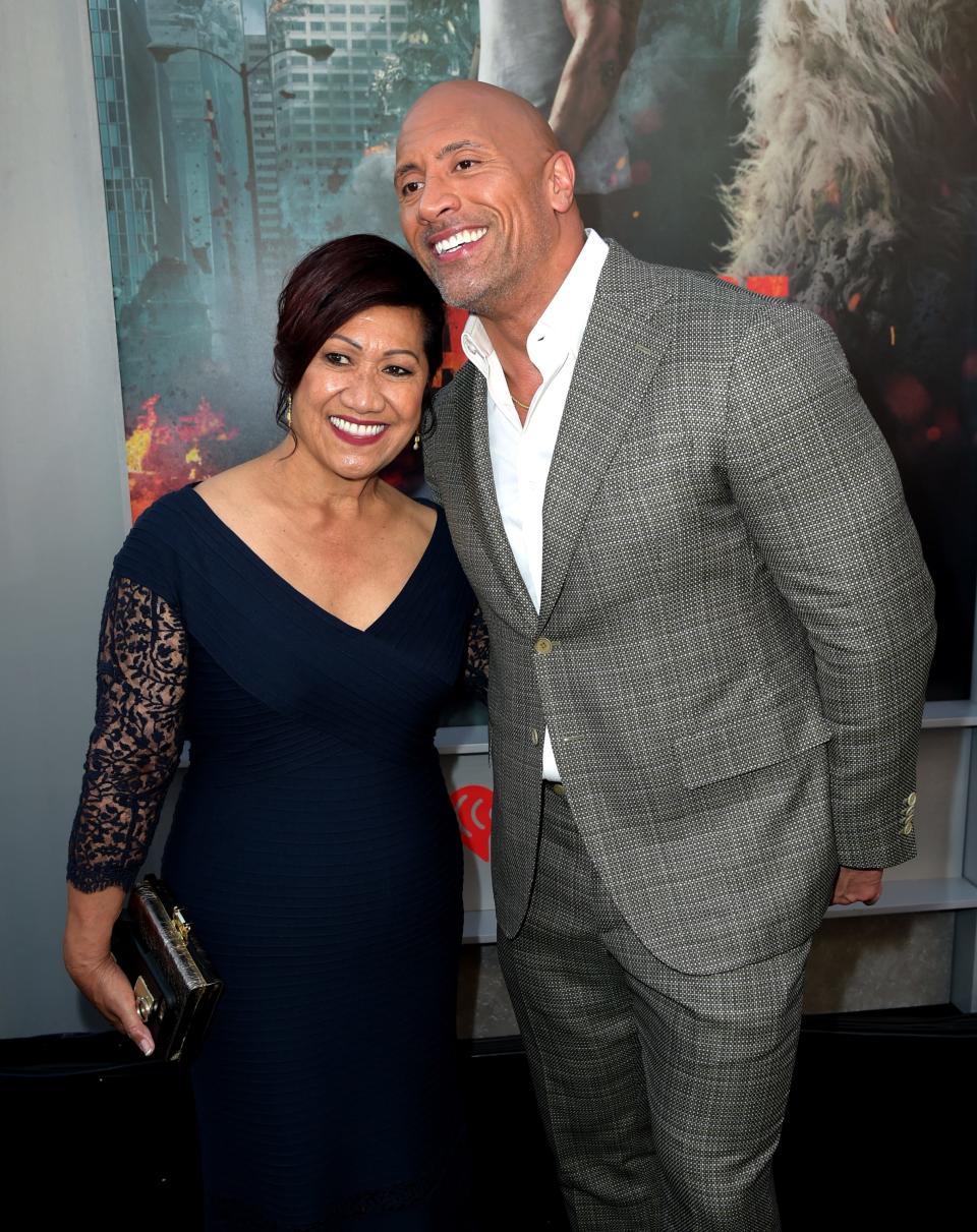 Dwayne Johnson shares that his mom is "OK" after getting in a car wreck in Los Angeles.