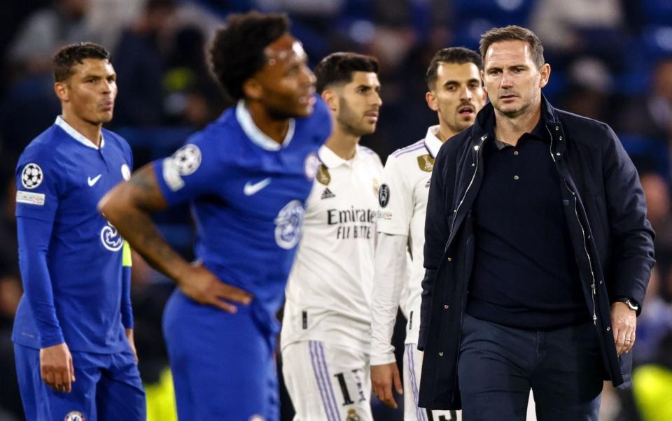 Frank Lampard after Chelsea's defeat against Real Madrid - Real Madrid end toothless Chelsea's season after myriad missed chances - Shutterstock/Tolga Akmen