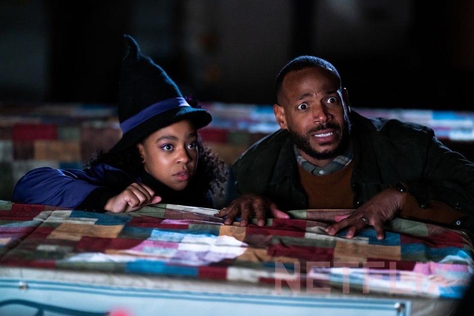 Family fright fest "The Curse of Bridge Hollow" centers on a teen (Priah Ferguson) and her dad (Marlon Wayans) teaming up to save their town from Halloween decorations that have come dangerously alive.