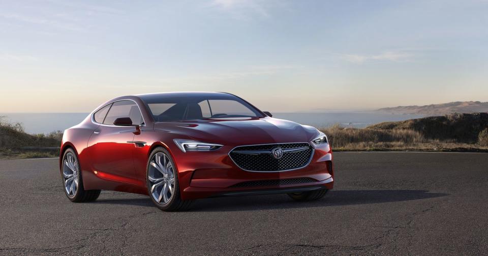 buick avista concept front view shown in lacquer jewel red finish