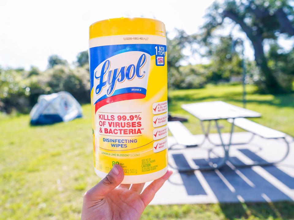 lysol wipes camping