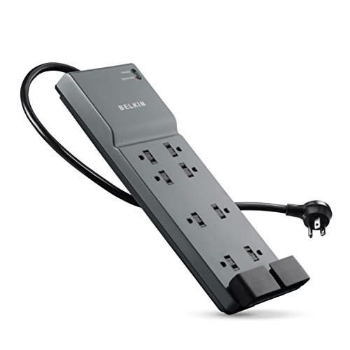 Belkin Power Strip Surge Protector with 8 Outlets, 6 ft Long Flat Plug Heavy Duty Extension Cor…