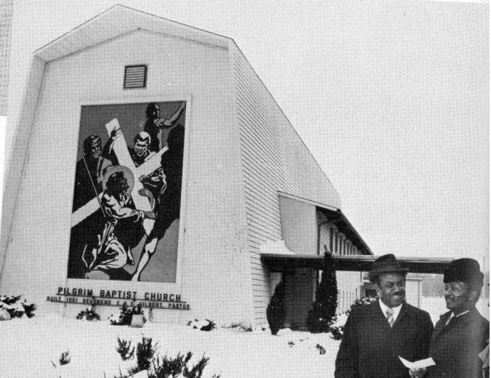 Members of the Rockford Liberty Homeowners League including the Rev. Eldridge Gilbert of Pilgrim Baptist Church who served as
president of the group.