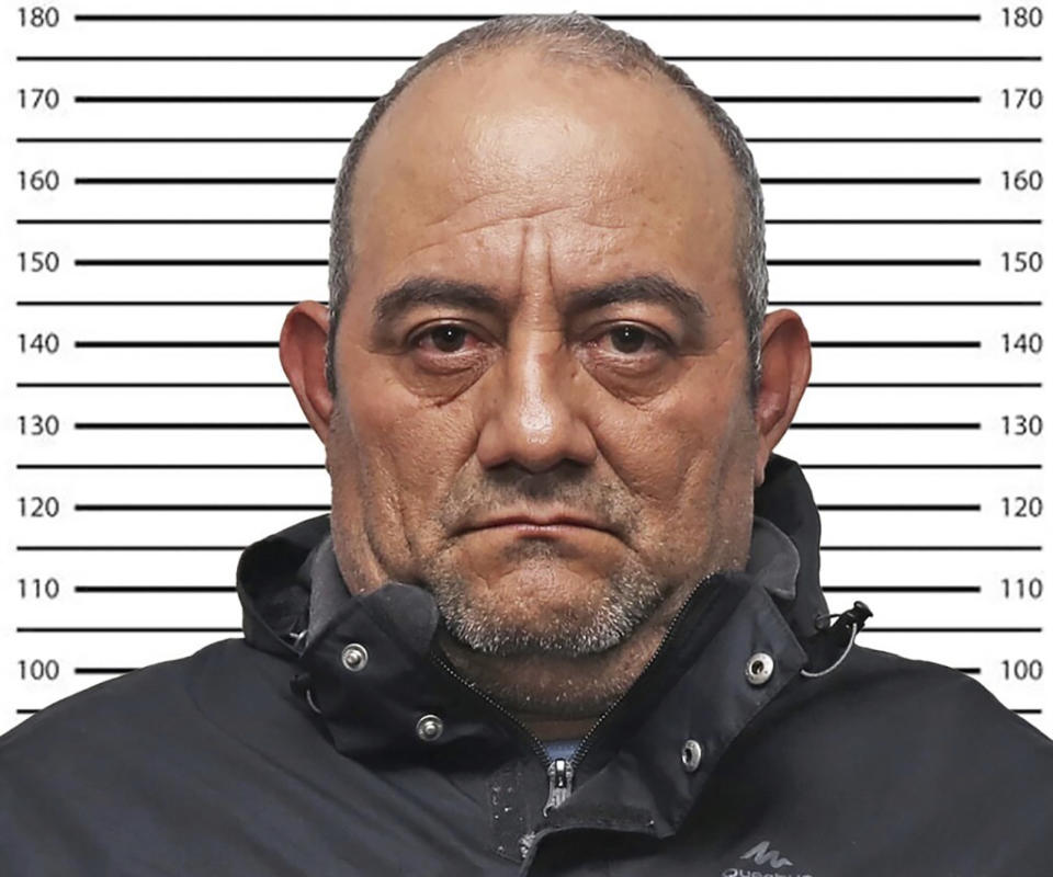 This undated photo provided by the U.S. Attorney's Office for the Eastern District of New York, shows Dairo Antonio Úsuga, one of the world's most dangerous drug lords, and the elusive boss of a cartel and paramilitary group with a blood-drenched grip on much of northern Colombia. Úsuga, 51, was sentenced to 45 years in prison in the U.S., Tuesday, Aug. 8, 2023, in federal court in New York, after saying he accepted responsibility for his deeds. (U.S. Attorney's Office for the Eastern District of New York via AP)