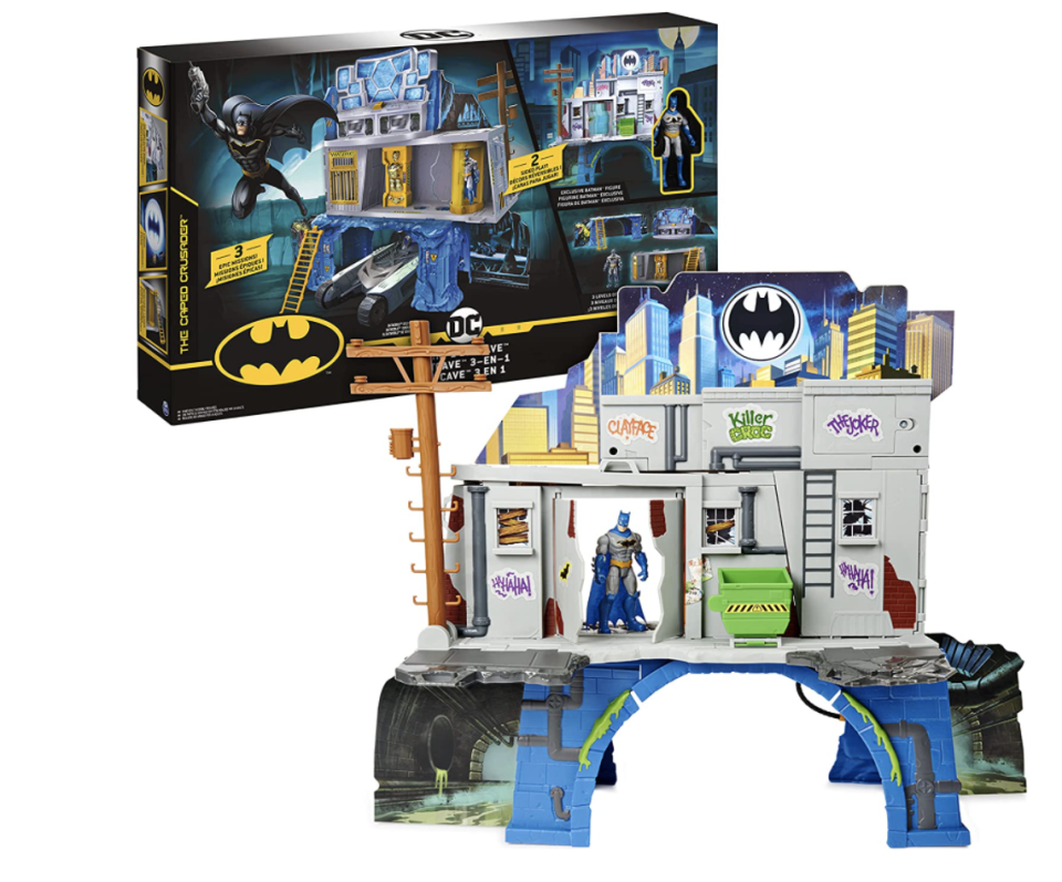 Batman 3-in-1 Batcave Playset with grey rooms and box (Photo via Amazon)