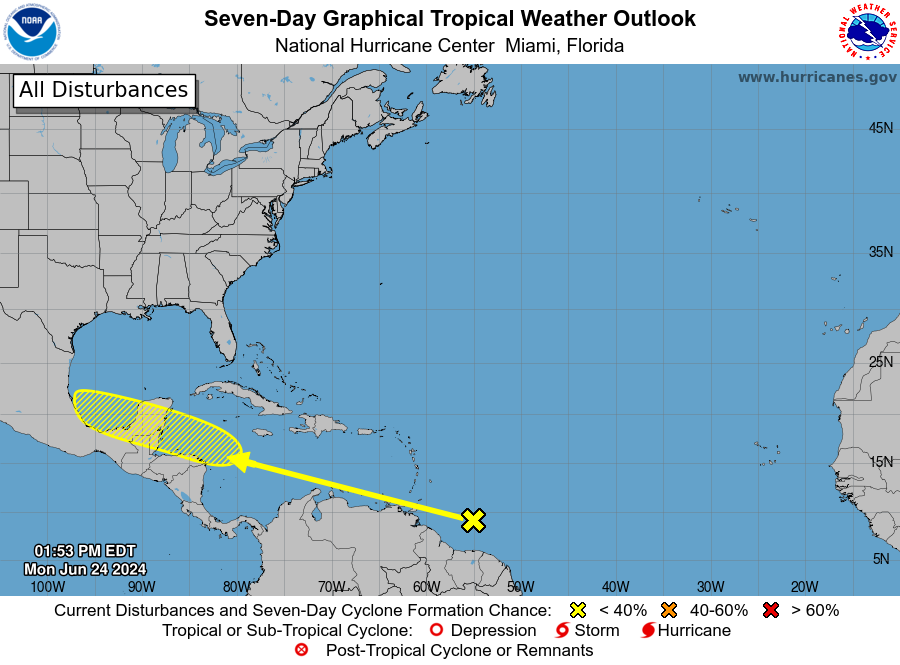 Tropical conditions 2 p.m. June 24, 2024.