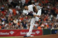 FILE PHOTO: Oct 17, 2018; Houston, TX, USA; Houston Astros starting pitcher Charlie Morton (50) delivers a pitch during the first inning in game four of the 2018 ALCS playoff baseball series against the Boston Red Sox at Minute Maid Park. Mandatory Credit: Thomas B. Shea-USA TODAY Sports