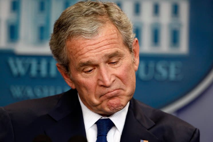 President George W. Bush holds his last news conference in the Brady Press Briefing Room at the White House January 12, 2009 in Washington, DC. (Photo: Chip Somodevilla/Getty Images)