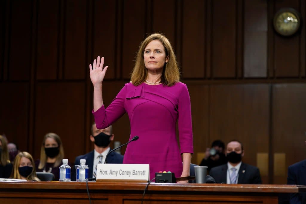 Supreme Court nominee Amy Coney Barrett delivered her opening statement on Monday. (Getty Images)