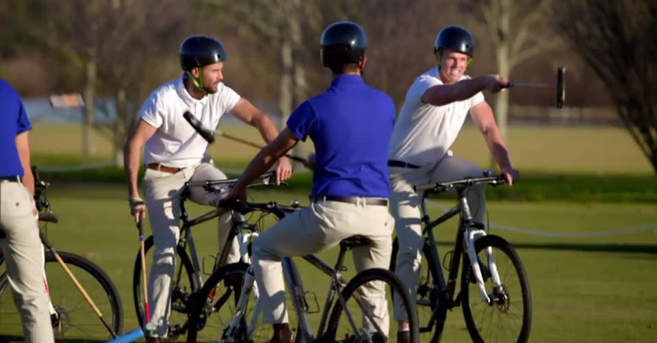 PUSHBIKE POLO, B!TCHES. Source: Channel 10