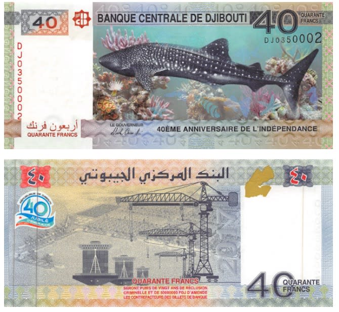 <p>40 Franchi di Gibuti (foto: International Bank Note Society) </p>