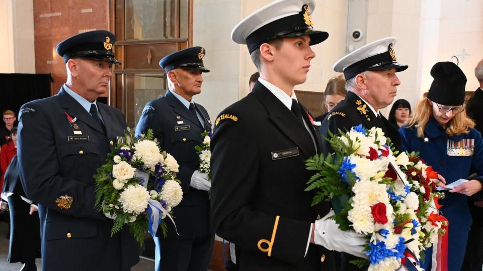 NZDF personnel at the NZ national Anzac Day service