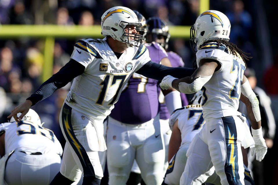 Philip Rivers and Melvin Gordon combined to put the Chargers up 20-3 on the Ravens. (Getty)