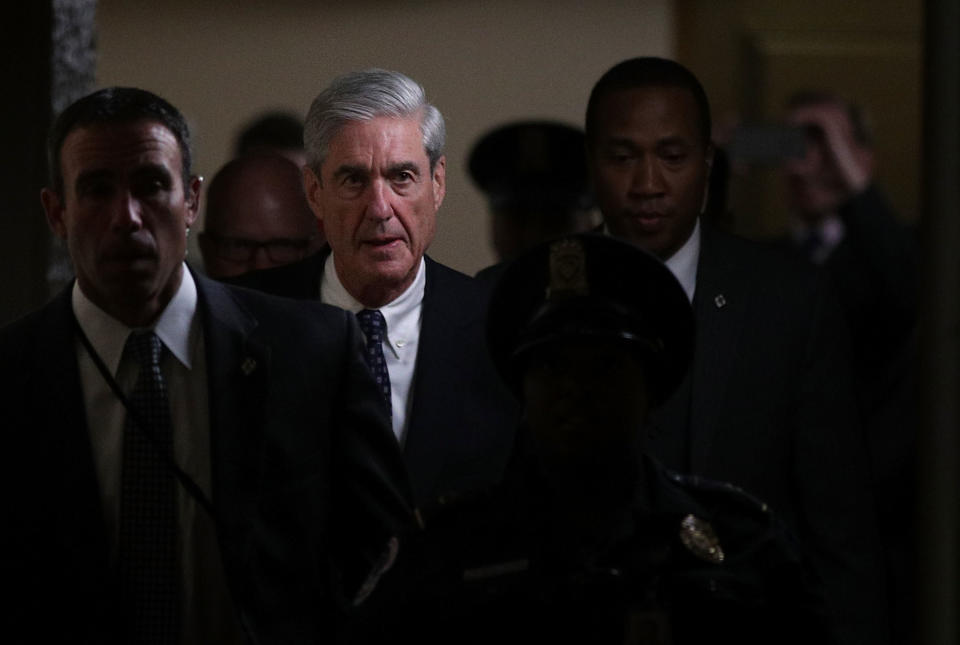 Special counsel Robert Mueller leaves after a closed meeting with members of the Senate Judiciary Committee June 21, 2017 at the Capitol in Washington, D.C. (Photo: Alex Wong via Getty Images)