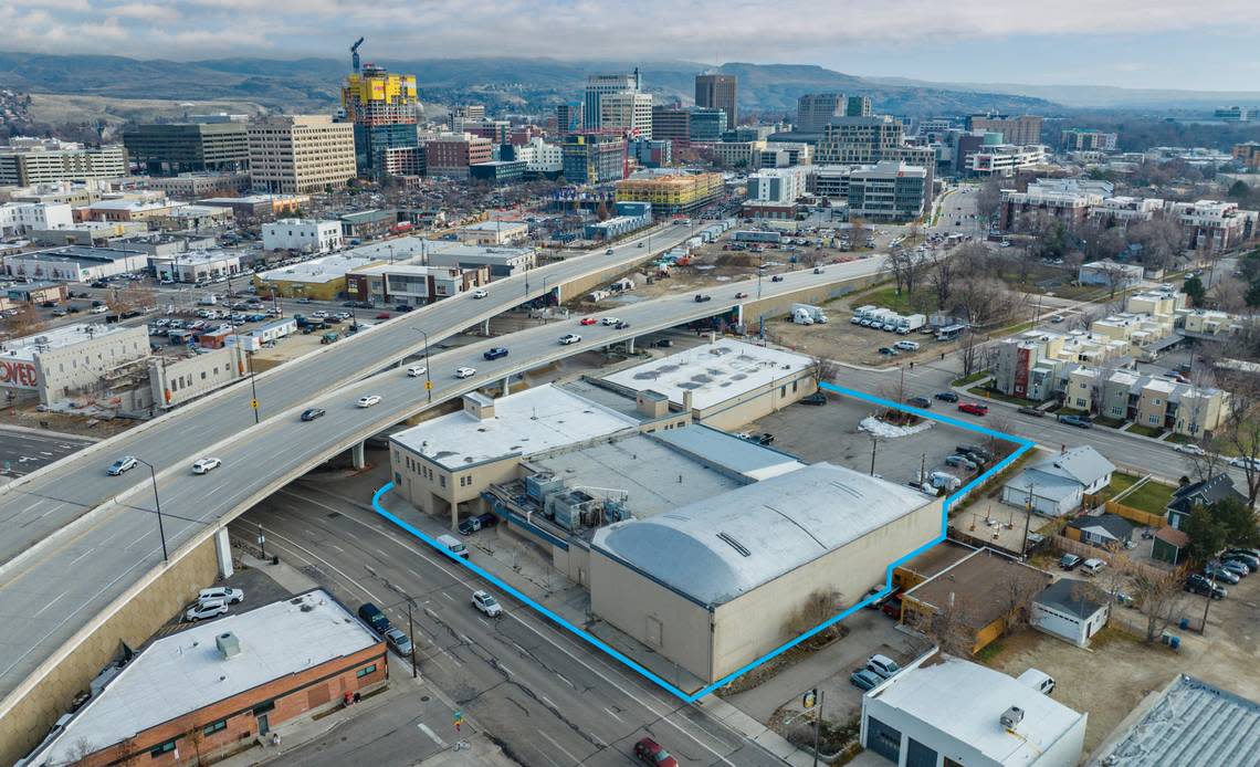 Boise Cold Storage fills most of the property at 304 S. Americana Boulevard, shown in this aerial view. The popular Americana Pizza shop is in a spot of the building at bottom left, next to the Boise I-184 Connector and Rhodes Skate Park at left.