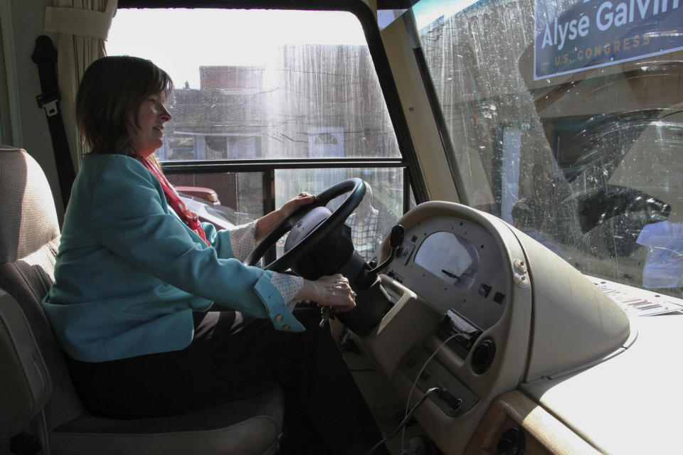 Alyse Galvin starts her RV, which she uses to campaign across Alaska, at her campaign office in Anchorage. (Photo: Mark Thiessen/AP)