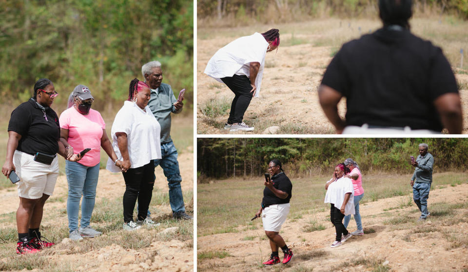 When she finally found her son's gravesite, Bettersten prayed, wept and apologized to him. (Ashleigh Coleman for NBC News)