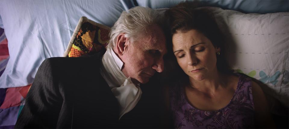 Rene Auberjonois and Amanda Melby in a scene from the film 'Raising Buchanan.'