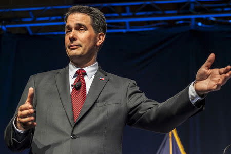 U.S. Republican presidential candidate Scott Walker speaks at the the Iowa Faith and Freedom Coalition Forum in Des Moines, Iowa, U.S. September 19, 2015. REUTERS/Brian C. Frank/File Photo