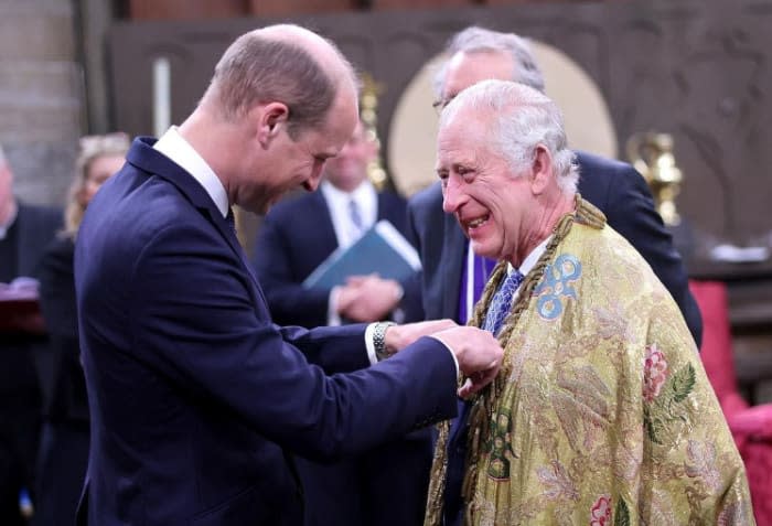 El rey Carlos y Guillermo de Inglaterra en los ensayos de la coronación