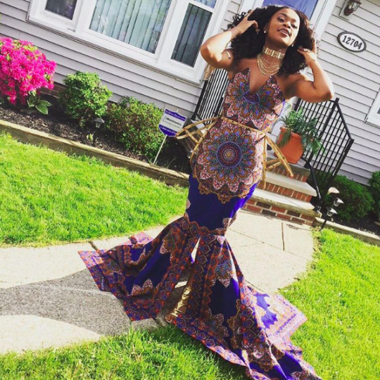 Mayalaya Zanders in her custom gown. (Photo: @_blazemoney/Instagram)