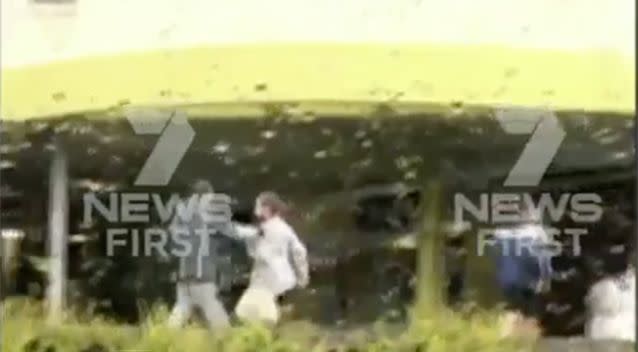 The group run away after allegedly assaulting the driver. Photo: 7 News