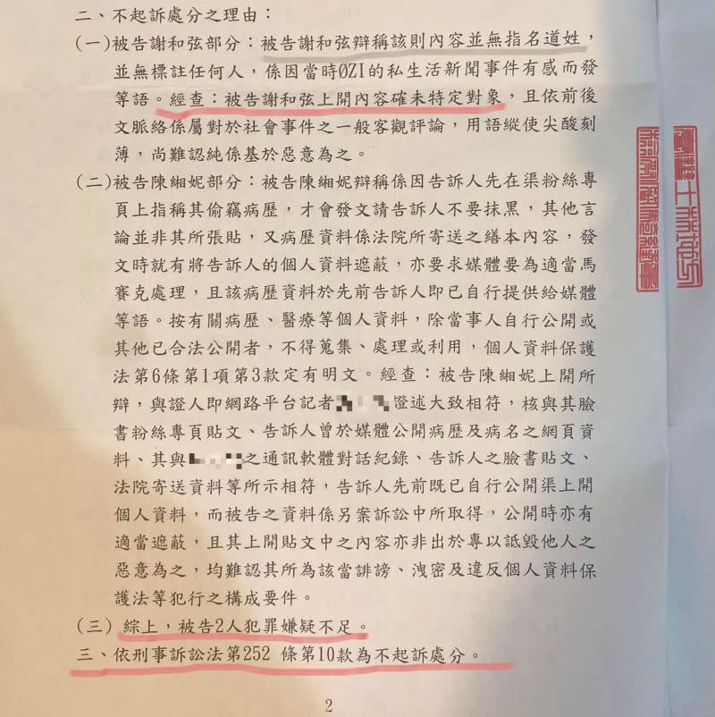 ▲謝和弦曬出法院不起訴判決書，稱讚檢察官英明。（圖／翻攝自謝和弦 R-chord臉書）