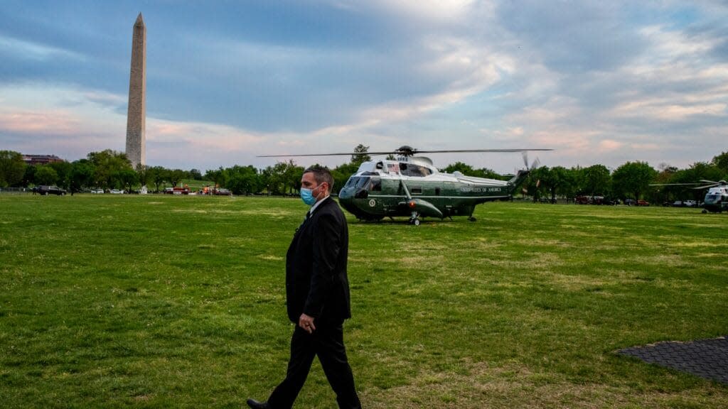 Marine One prepares to take off from the Ellipse near the White House last week after dropping off President Joe Biden and First Lady Dr. Jill Biden. (Photo by Tasos Katopodis/Getty Images)