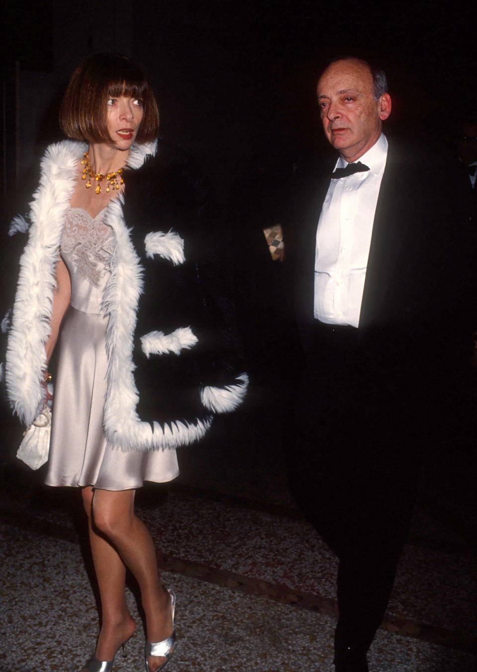 Anna Wintour pictured with David Shaffer at the Met Gala in 1994. (Getty Images) 