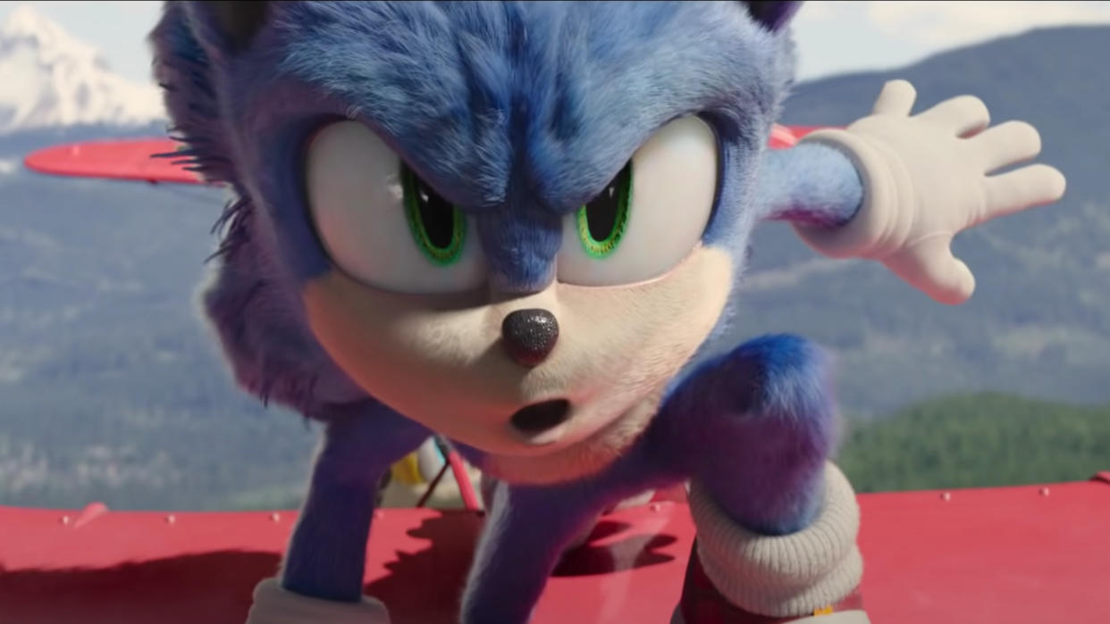 Sonic (Ben Schwartz) in Sonic the Hedgehog 2. 