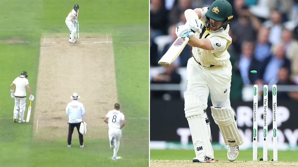 Stuart Broad's ball to dismiss Travis Head, pictured here, was virtually unplayable.