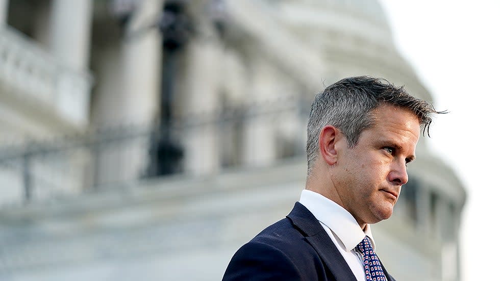 Rep. Adam Kinzinger (R-Ill.) speaks to Fox News outside the House Chamber on Monday, August 23, 2021.